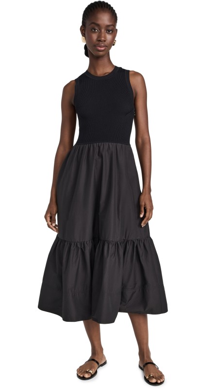Tanya Taylor Crew Neck Josephina Dress Black