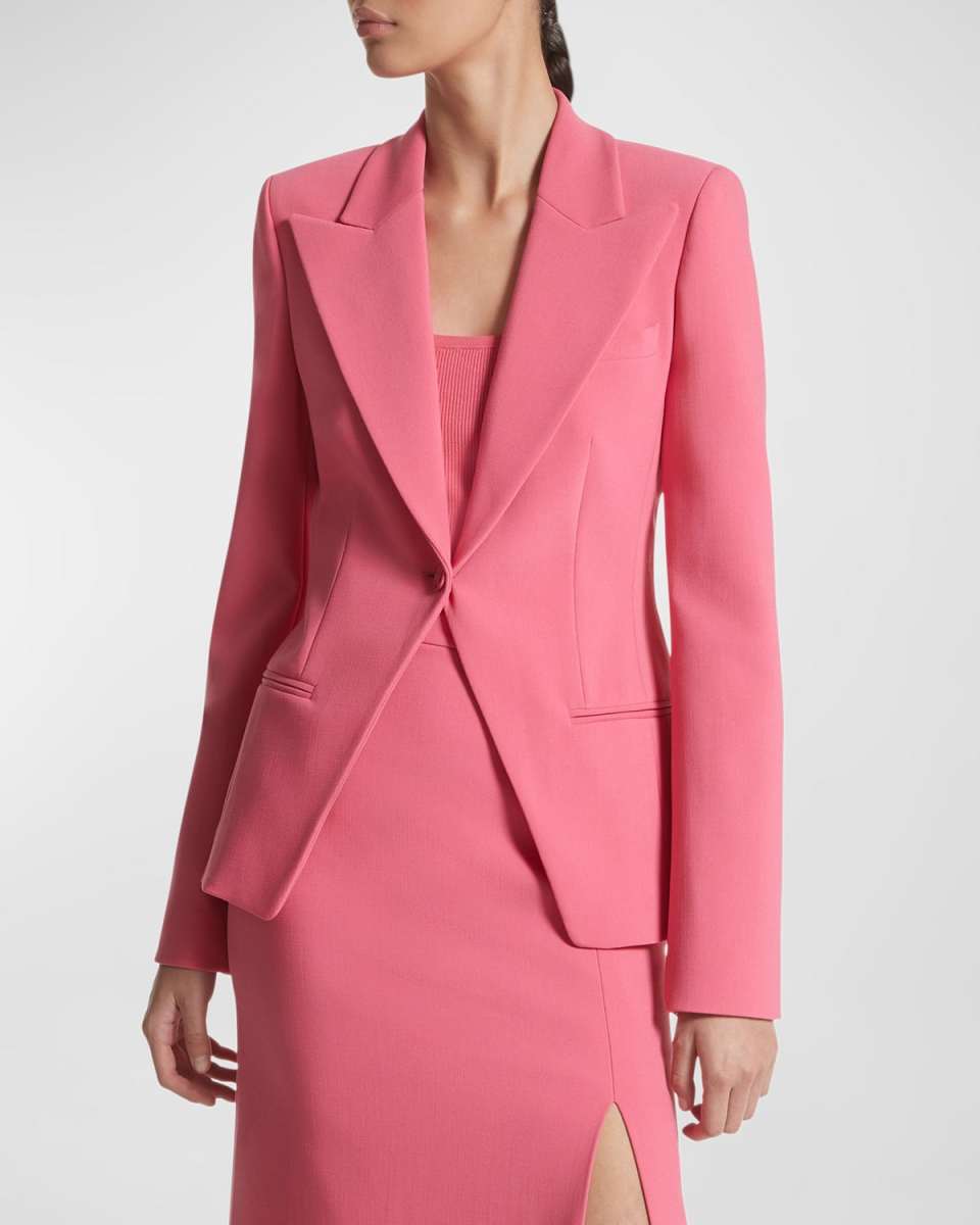 Stretch Pebble Crepe Blazer Jacket