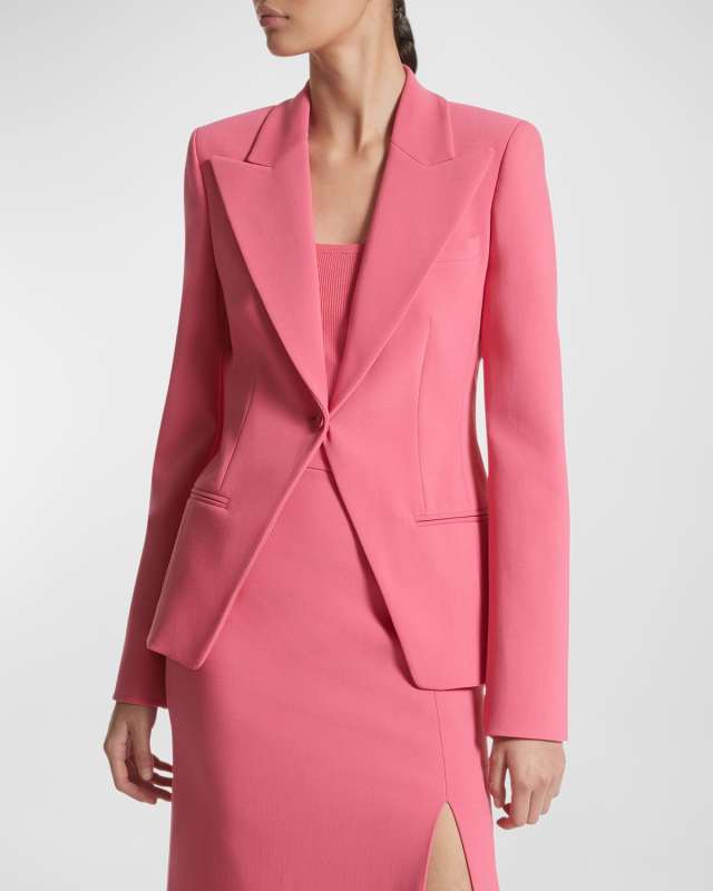 Stretch Pebble Crepe Blazer Jacket