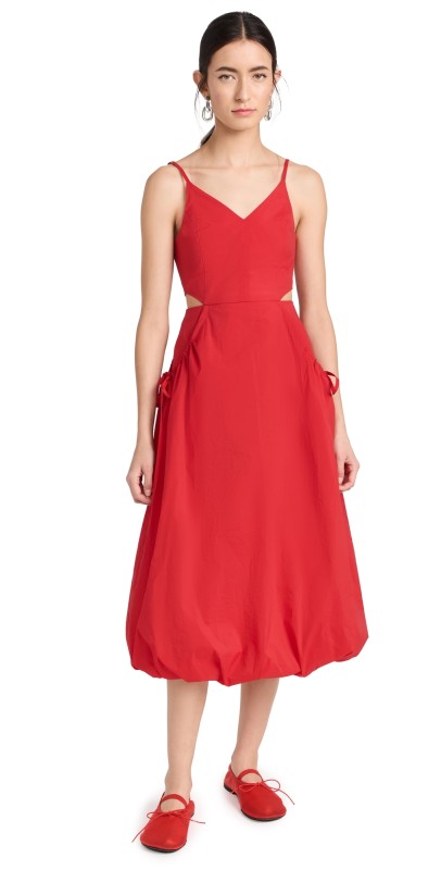 Juun. J Essential Side Cutout Crinkle Dress Red