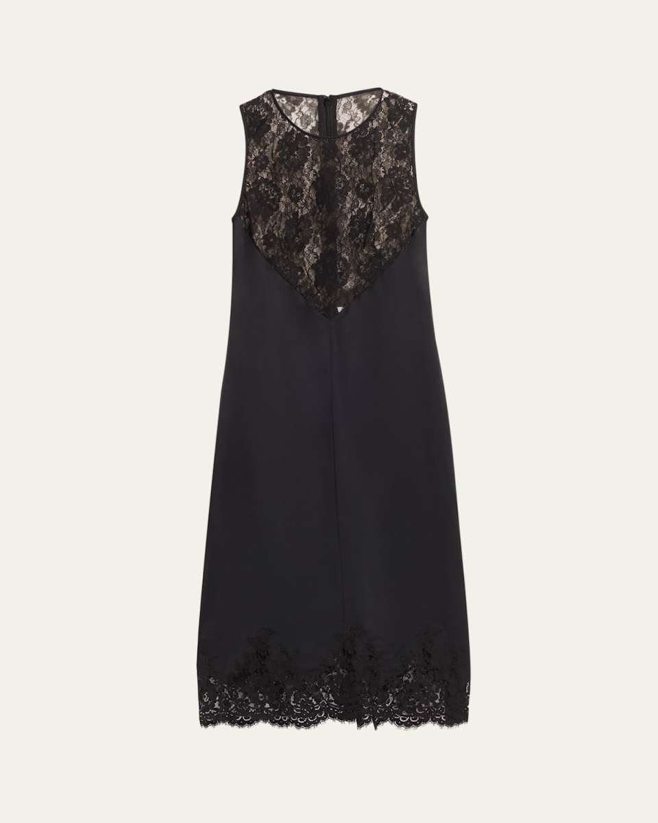 Lace Trim Shift Midi Dress