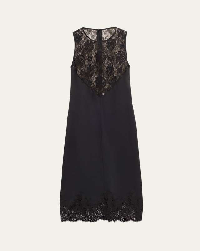 Lace Trim Shift Midi Dress