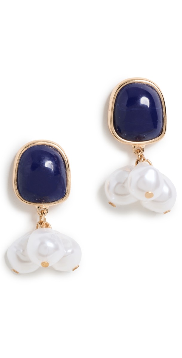SHASHI Lapis Pearl Earrings Black/Pearl
