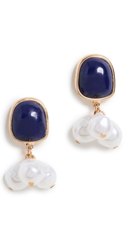 SHASHI Lapis Pearl Earrings Black/Pearl