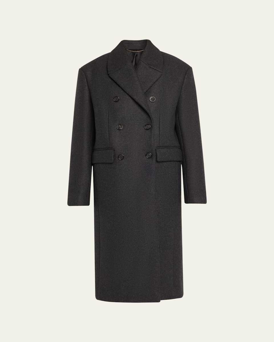 Double-Breasted Oversized Wool Midi Coat
