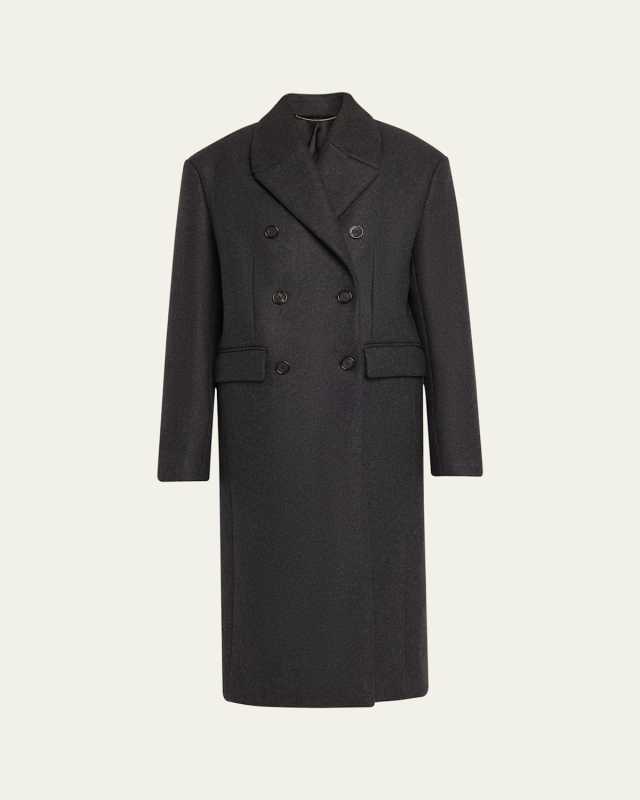 Double-Breasted Oversized Wool Midi Coat