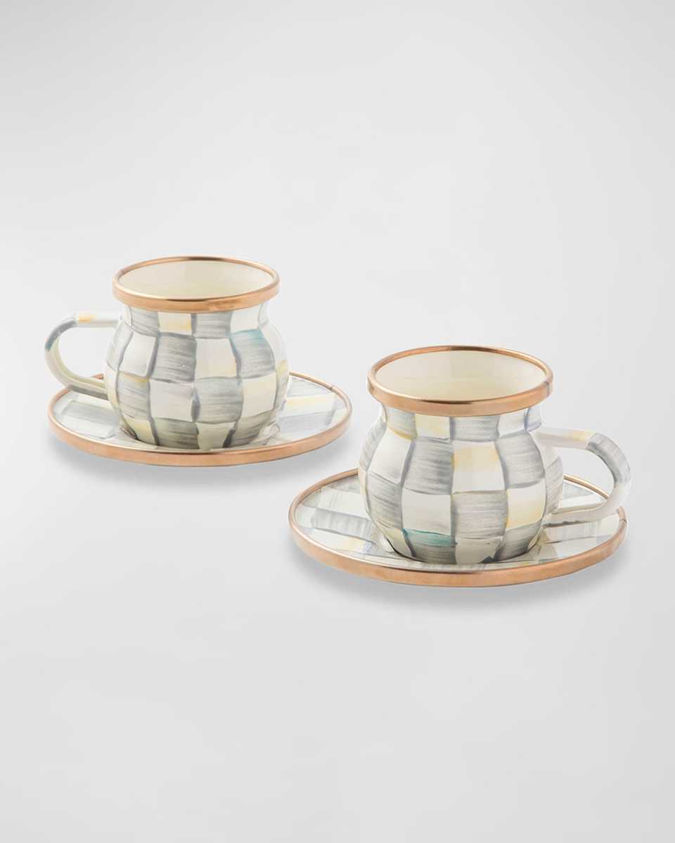 Sterling Check Espresso Cup Saucer Set