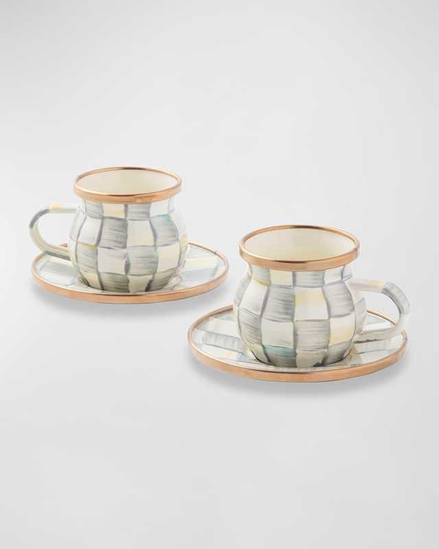 Sterling Check Espresso Cup Saucer Set