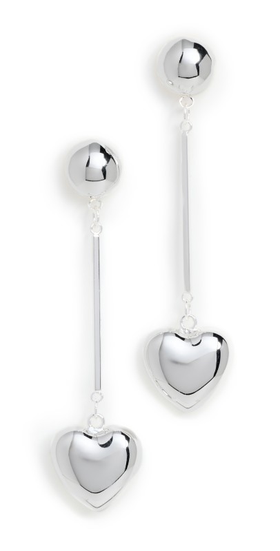 SHASHI Heart Bar Drop Earrings Silver