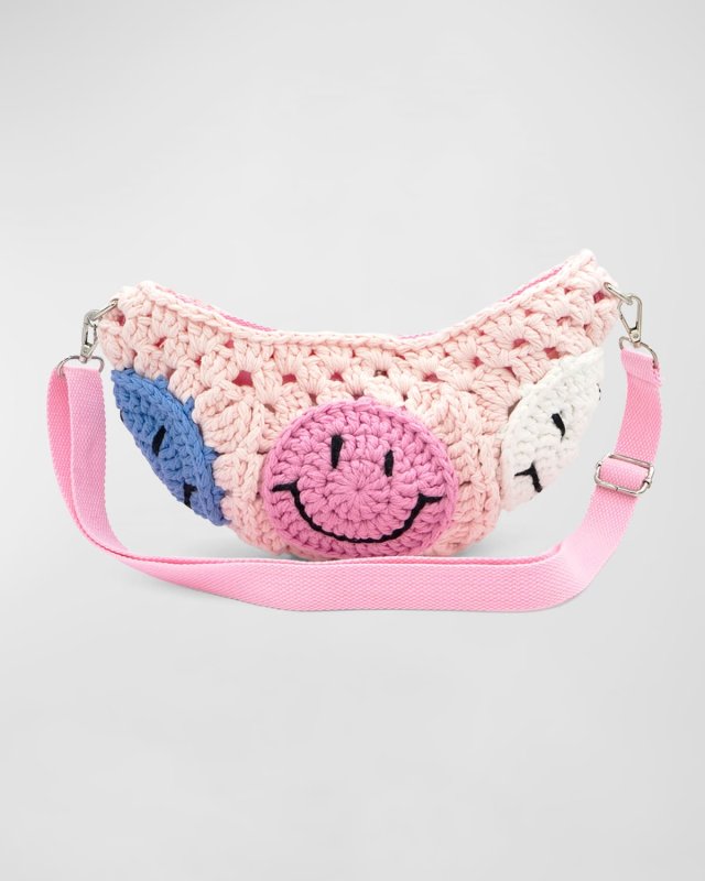 Girl's Happy Face Crossbody Crochet Bag