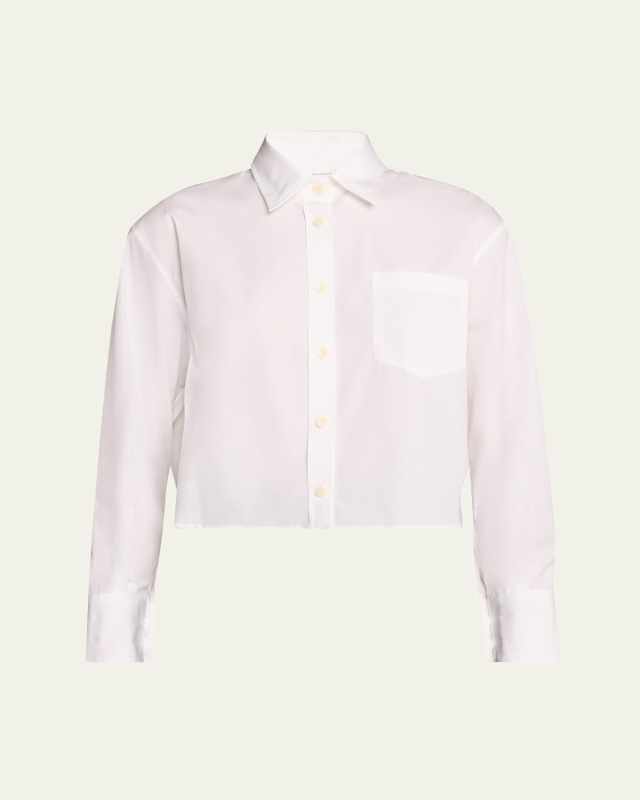 Cropped Button Down Sateen Shirt