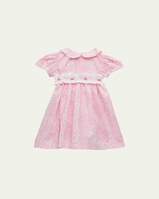 Girl's Flowery Peter Pan Collar Dress, Size 6M-6