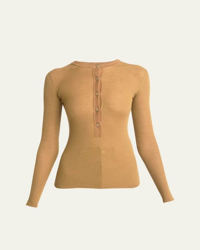 Superfine Knit Wool Henley Top
