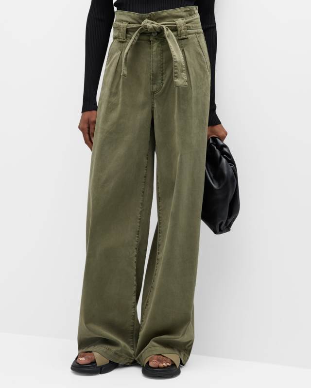 Harper Wide-Leg Flutter-Waist Pants