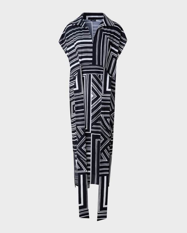 Lizzes Lines Printed Silk Crepe Shirtdress