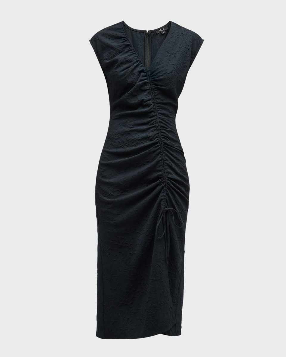 Auren V-Neck Ruched Midi Dress