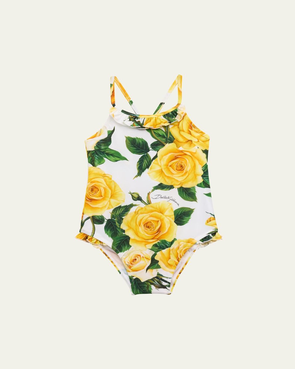 Girl's Flowering One-Piece Swimsuit, Size Newborn-30