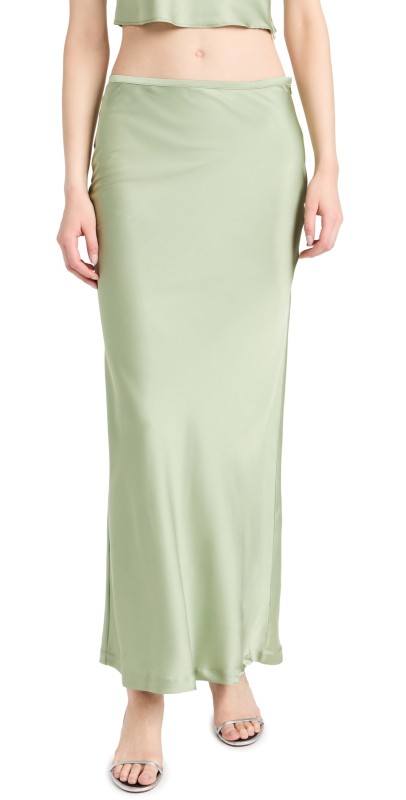 Lioness Hudson Satin Maxi Skirt Sage