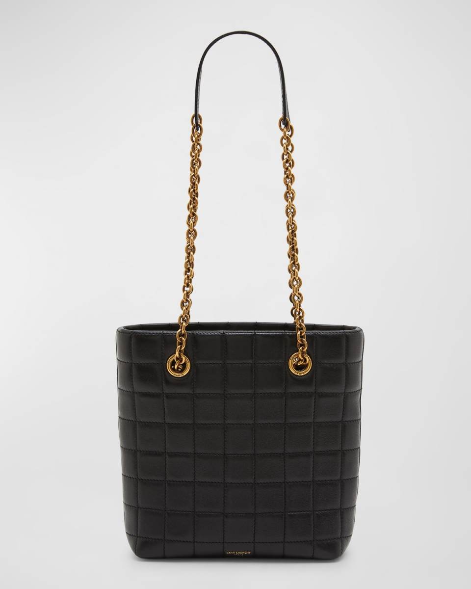 Mini North-South Tote Bag in Quilted Smooth Leather