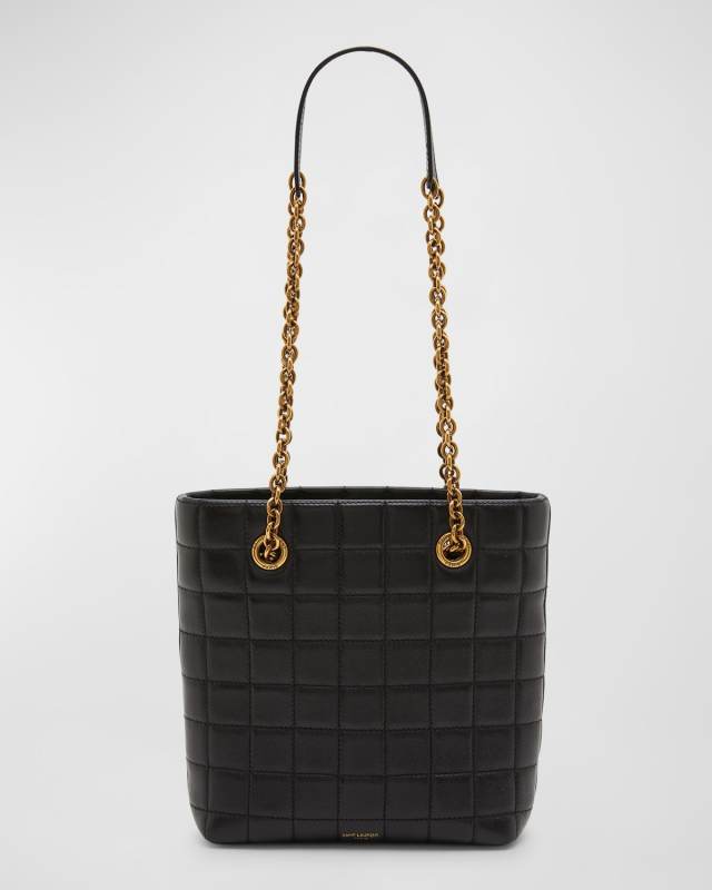Mini North-South Tote Bag in Quilted Smooth Leather