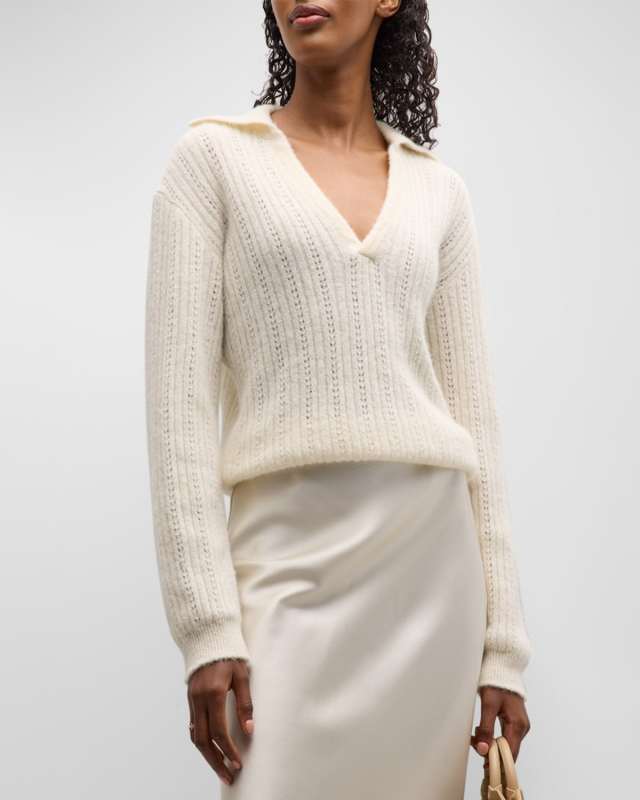 Sanna Long-Sleeve Wool Polo Sweat