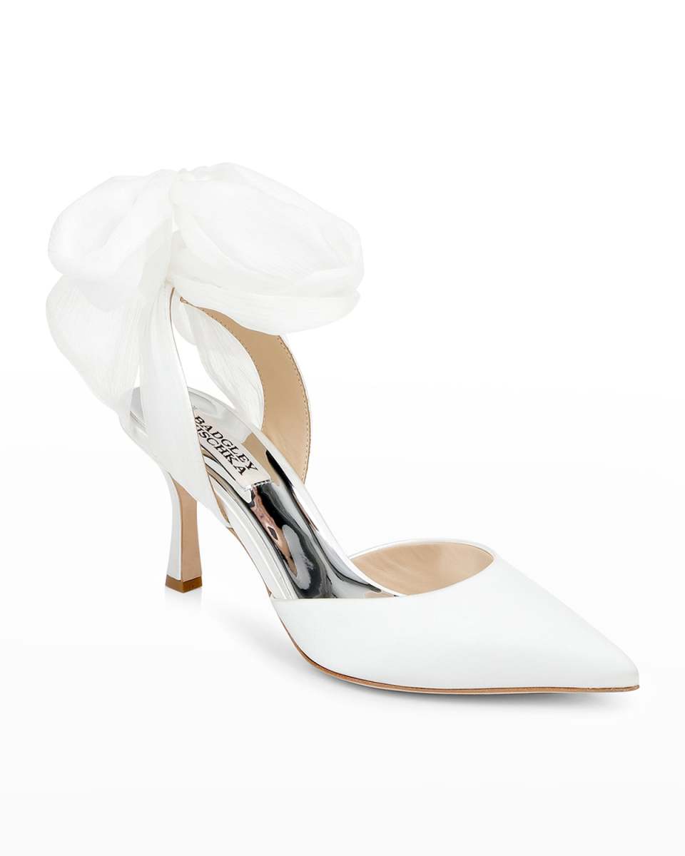 Blaze Satin Ankle-Wrap Halter Pumps