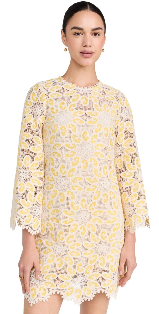 Zimmermann Golden Lace Mini Dress Cream/Yellow