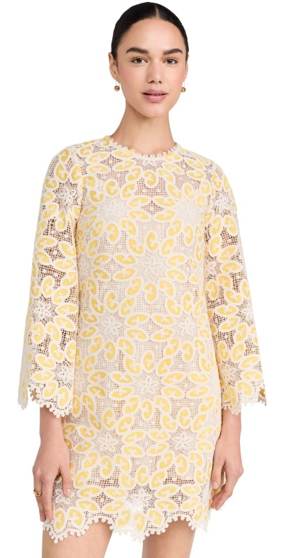 Zimmermann Golden Lace Mini Dress Cream/Yellow