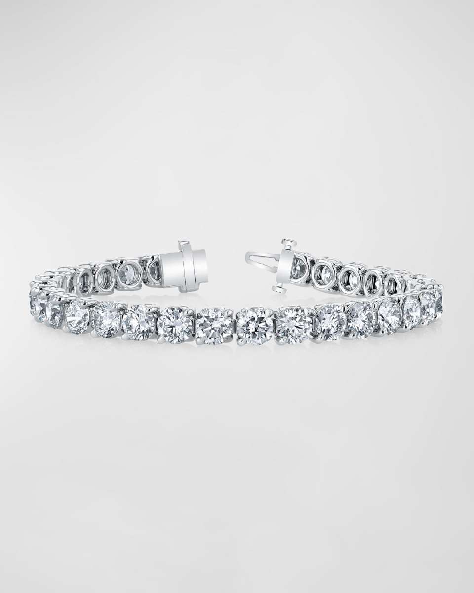Platinum Round-Cut Diamond Buttercup Tennis Bracelet, 14.40tcw, 7"L