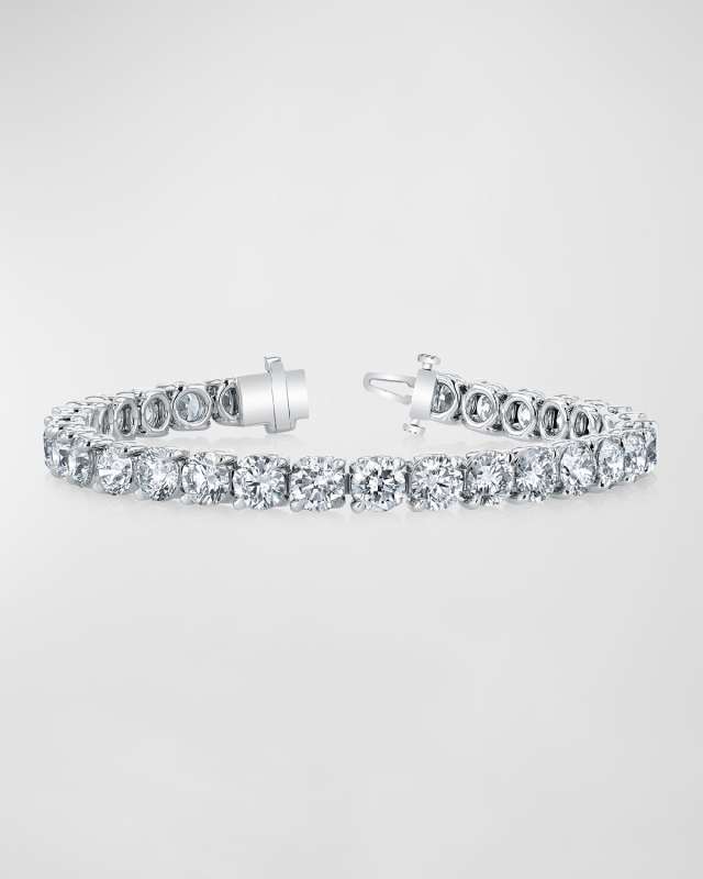 Platinum Round-Cut Diamond Buttercup Tennis Bracelet, 14.40tcw, 7"L