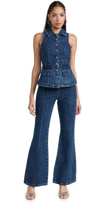 Self Portrait Blue Denim 2 Piece Jumpsuit Blue