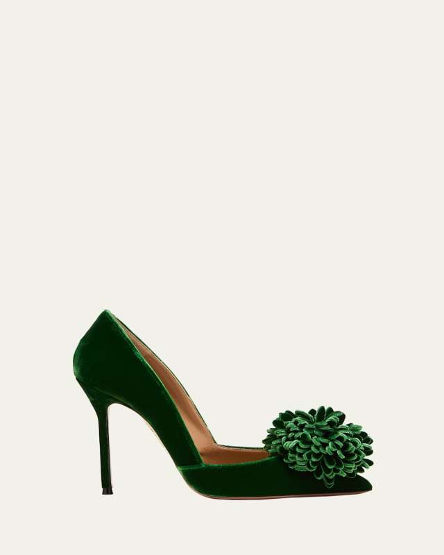 Couturier Velvet Pom Pumps