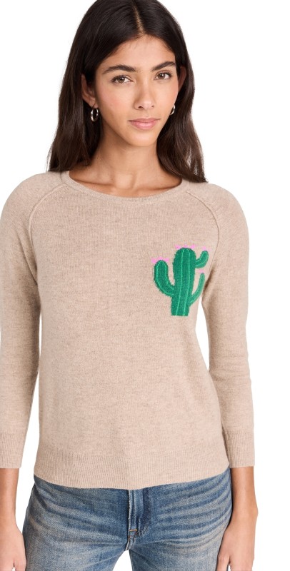 Jumper234 Little Cactus Crew Cashmere Sweater Orange Light Brown Multi