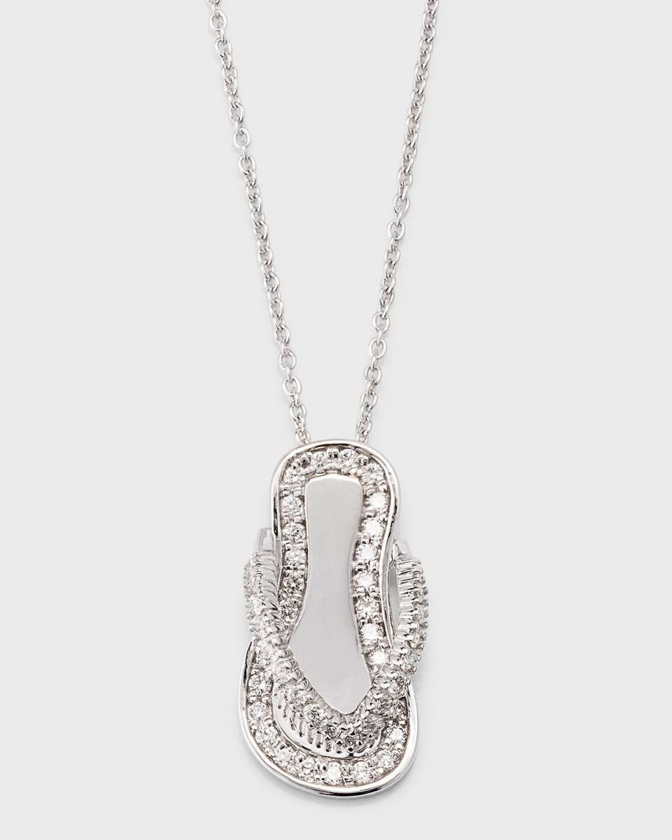 18K White Gold Diamond Flip Flop Necklace