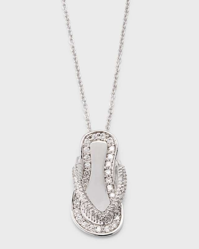 18K White Gold Diamond Flip Flop Necklace