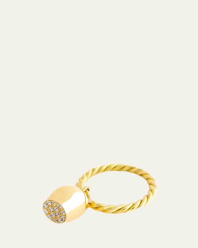 Diamond Pave Lune Hand Twisted Ring, Size