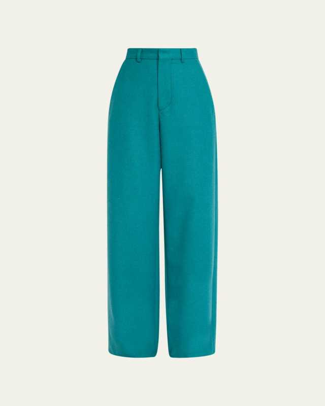 Straight-Leg Wool-Flannel Pants