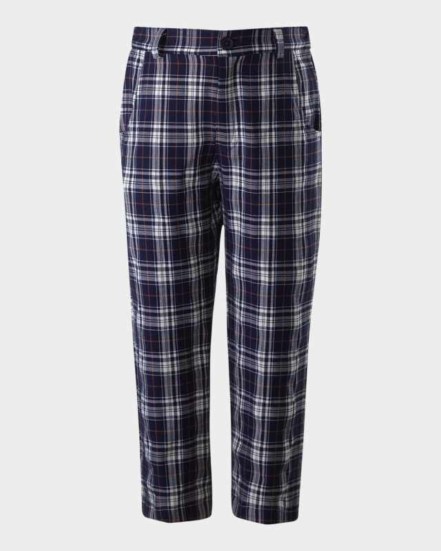 Boy's Check-Print Twill Trousers, Size 2-10