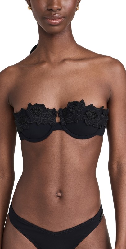 Zimmermann Halliday Embroidery Bra Swim Top Noir