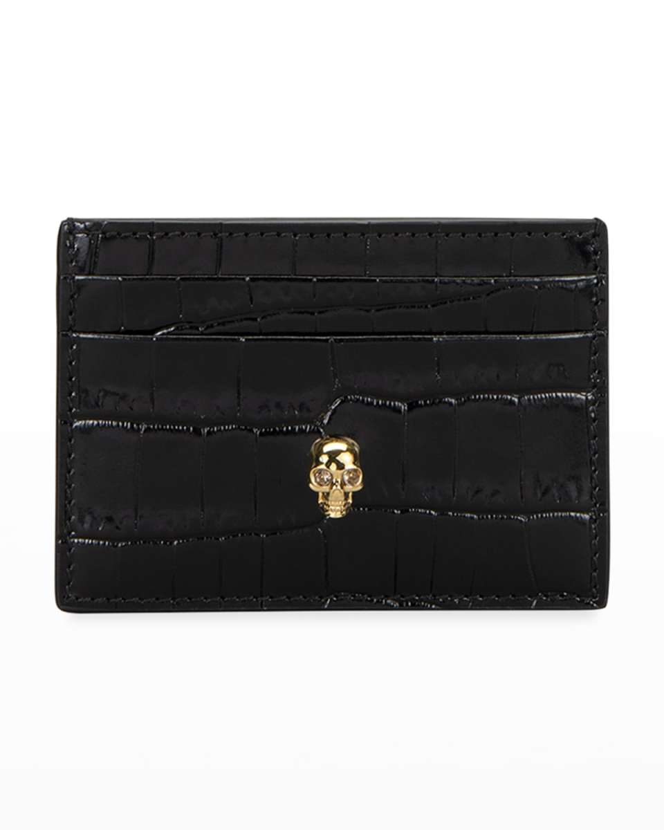 Skull Mock-Croc Card Case