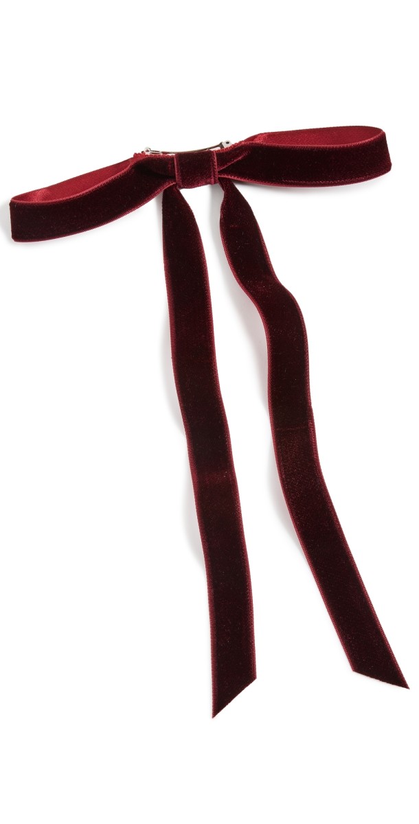 Jennifer Behr Aida Velvet Bow Barrette Ruby