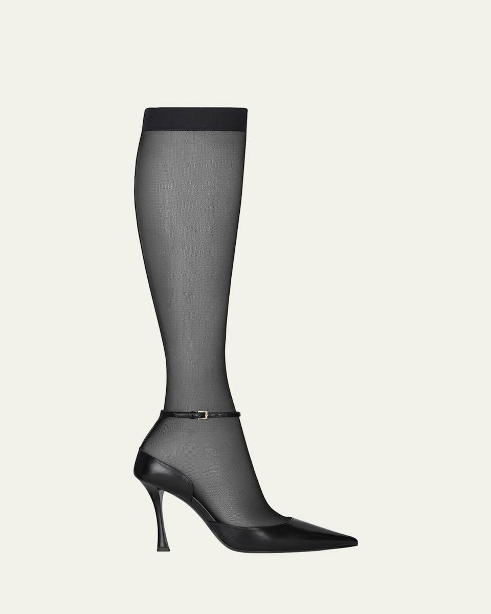 Show Knee Stocking Ankle-Strap Pumps