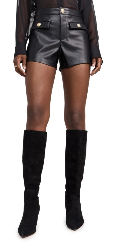 L'AGENCE Dionne Faux Leather Shorts Black