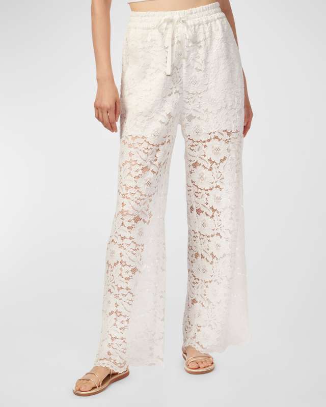 Dara Floral Crochet Lace Wide-Leg Pants
