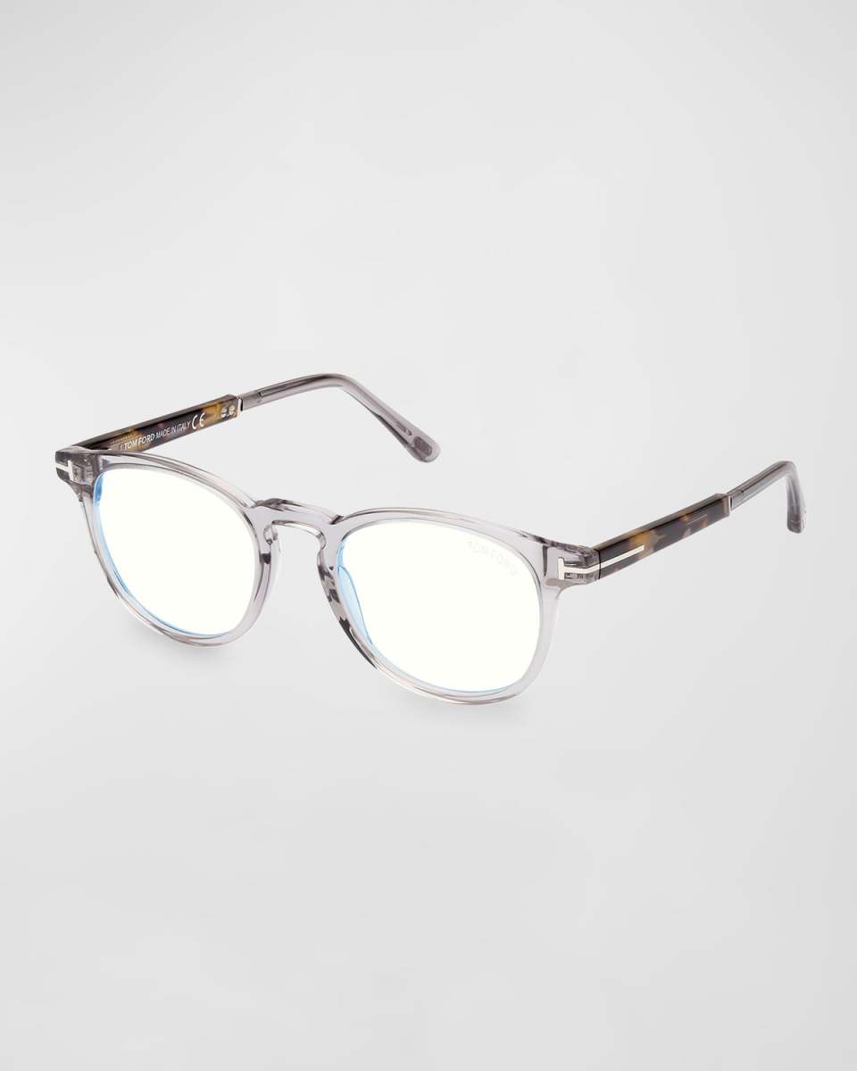 Blue Blocking Acetate & Metal Round Glasses