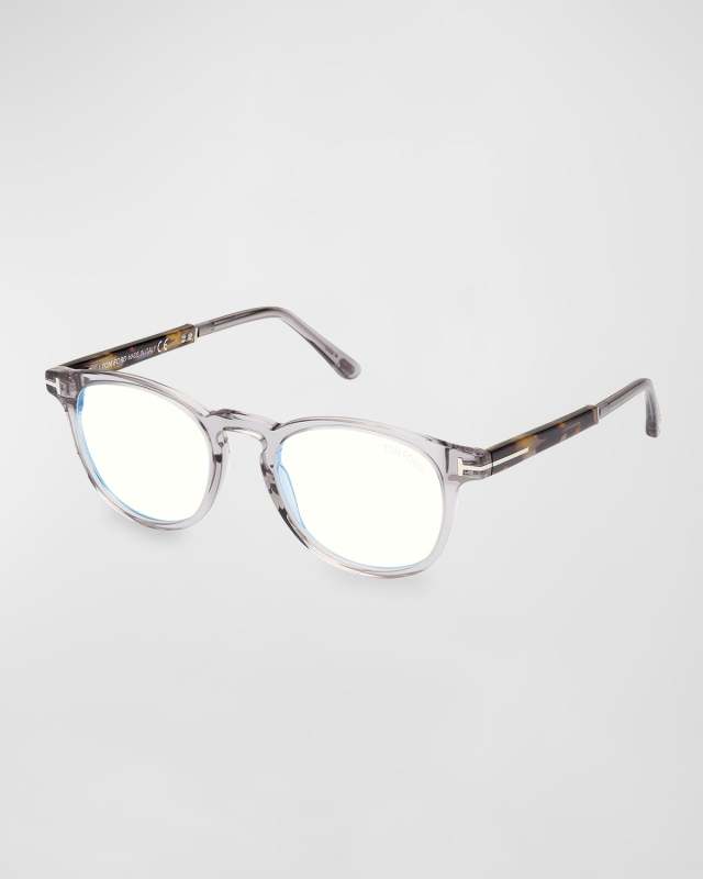 Blue Blocking Acetate & Metal Round Glasses