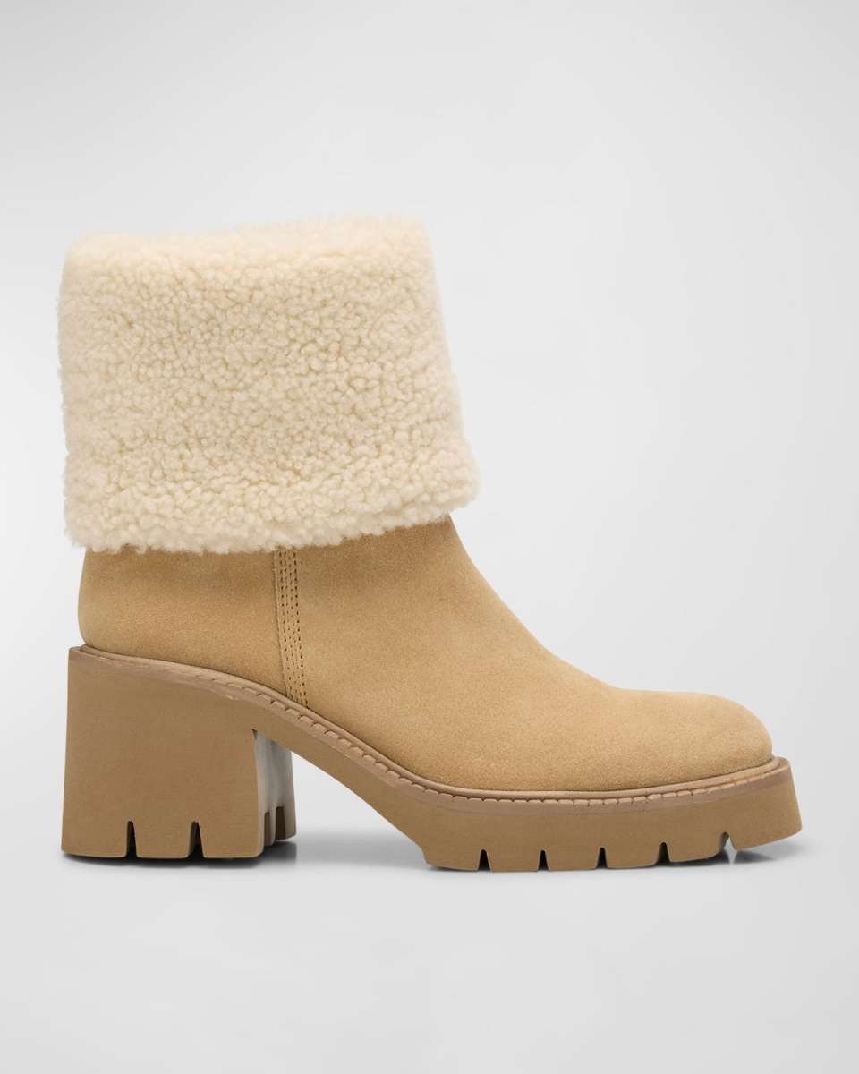 Zarela Suede Shearling Ankle Booties