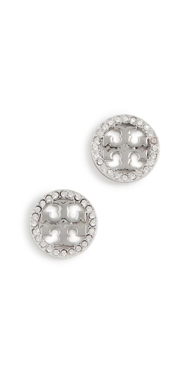 Tory Burch Miller Pave Stud Earrings Tory Silver/Crystal