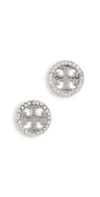 Tory Burch Miller Pave Stud Earrings Tory Silver/Crystal