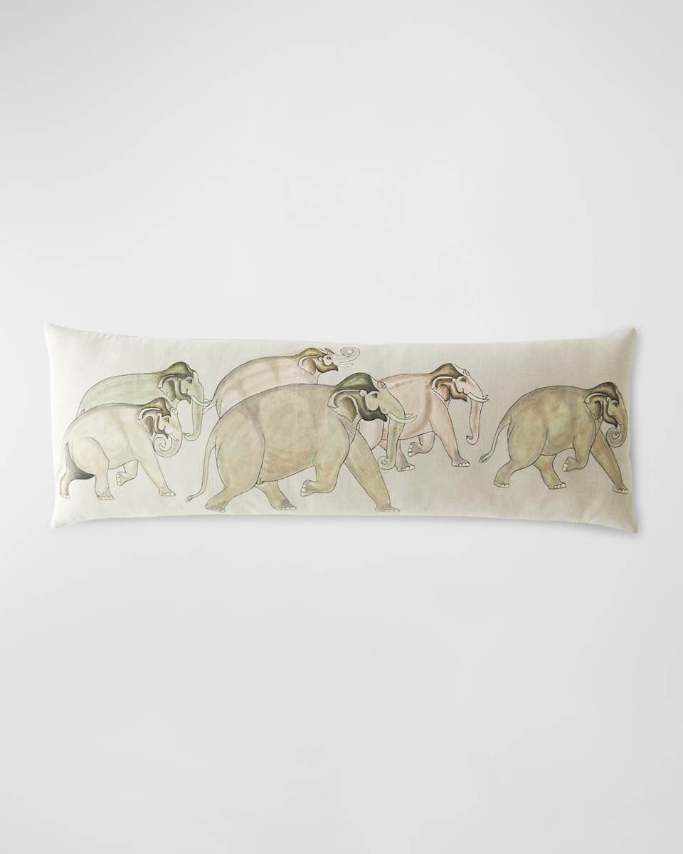 Elephants Route Lumbar Pillow, 14" x 40"